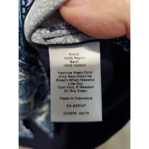 Talbots Petites Blue Paisley Mixed Media Long Sleeve Button-Up Shirt Size MP - Picture 5 of 5